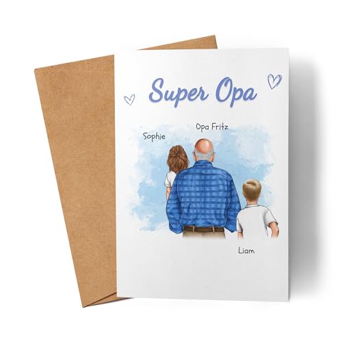 Kiddle-Design Opa Karte personalisiert Zwei Enkel Vatertagsgeschenk Geburtstagskarte - Geschenk Opi mit Enkeltochter Enkelsohn - Bester Opa der Welt Kiddle-Design Opa Karte personalisiert Zwei Enkel Vatertagsgeschenk Geburtstagskarte - Geschenk Opi mit Enkeltochter Enkelsohn - Bester Opa der Welt von Kiddle-Design
