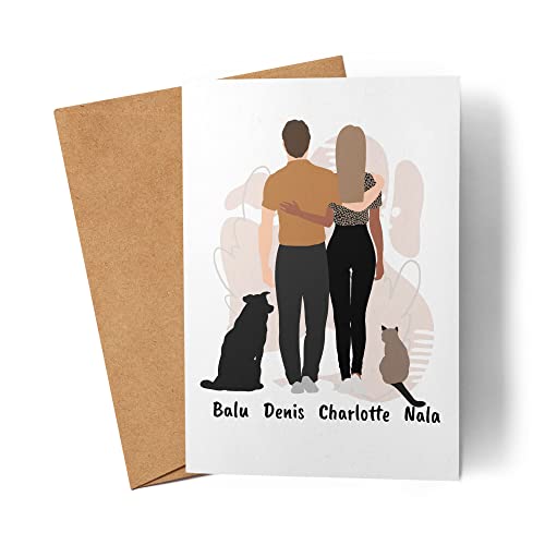 Kiddle-Design Paar mit Hunden Karte Personalisiert Hundebesitzer Grußkarte Hundeliebhaber Pärchen Hund Dog Mom Dad Hundemama Hundepapa von Kiddle-Design