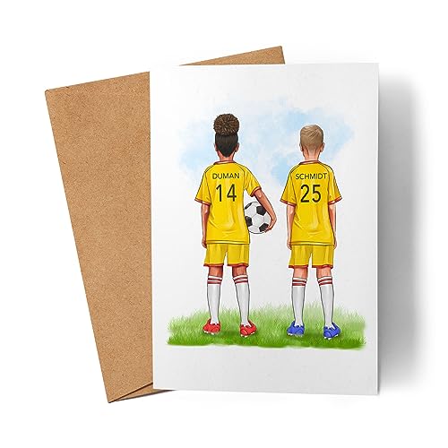 Kiddle-Design Personalisierte Fußball Geburtstagskarte | Mit Name und Nummer | Geschenk für besten Kumpel Freundin Fußballer | Karte für Kinder von Kiddle-Design