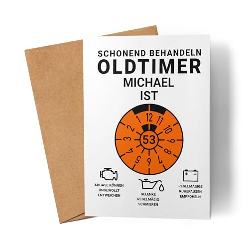 Kiddle-Design Personalisierte Geburtstagskarte 53. Geburtstag, Schonend behandeln Oldtimer ist 53, 53ter Geburtstag Lustiges Geldgeschenk Frau Mann, Karte Geburtstag Kiddle-Design Personalisierte Geburtstagskarte 53. Geburtstag, Schonend behandeln Oldtimer ist 53, 53ter Geburtstag Lustiges Geldgeschenk Frau Mann, Karte Geburtstag von Kiddle-Design