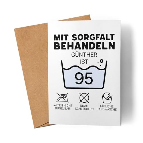 Kiddle-Design Personalisierte Karte 95. Geburtstag - Mit Sorgfalt behandeln das gute Stück ist 95-95ter Geburtstag Lustige Geburtstagskarte Mann Frau von Kiddle-Design