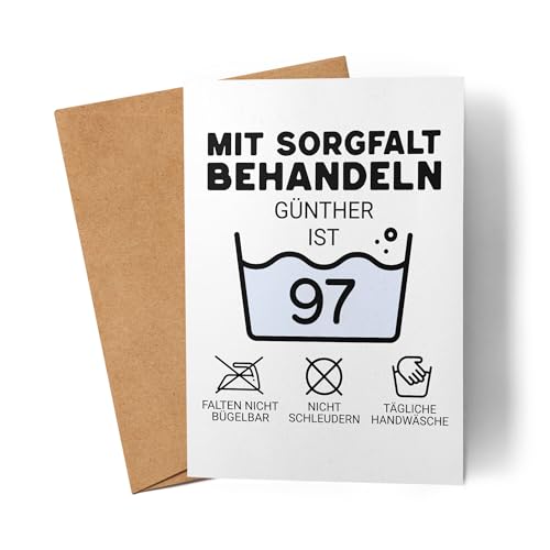Kiddle-Design Personalisierte Karte 97. Geburtstag - Mit Sorgfalt behandeln das gute Stück ist 97-97ter Geburtstag Lustige Geburtstagskarte Mann Frau von Kiddle-Design
