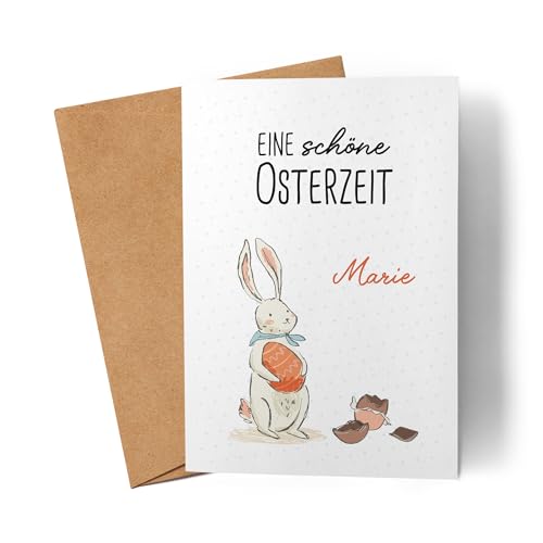 Kiddle-Design Personalisierte Osterkarte mit Namen & Text – Ostermotiv Hase & Osterei Klappkarte für Ostergrüße Karte zu Ostern Oster Grußkarte von Kiddle-Design