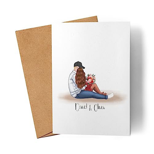 Kiddle-Design Personalisierte Pärchen Grußkarte | Individuelles Paar Motiv | Geschenk für Freundin Freund Brautpaar zum Jahrestag Valentinstag von Kiddle-Design