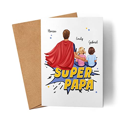 Kiddle-Design Super Papa Personalisierte Vatertagskarte Vatertag Geburtstagskarte Papa Vater Geburtstag mit Baby Kind von Kiddle-Design