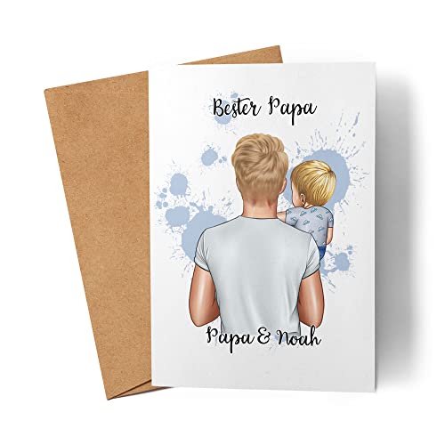 Kiddle-Design Vater Karte Vatertag Personalisiert für Papa Sohn Kind & Baby Geschenk Kinder Väter Geschenk Papatag Vatertagskarte von Kiddle-Design