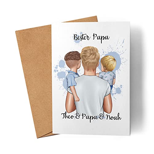 Kiddle-Design Vater Karte Vatertag Personalisiert für Papa Sohn Söhne Geschenk Kinder Väter Geschenk Papatag Vatertagskarte von Kiddle-Design