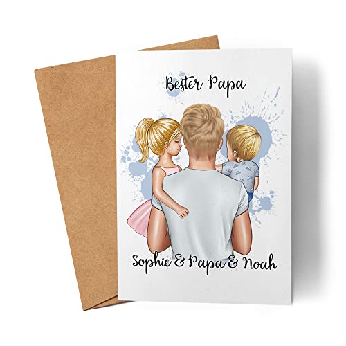 Kiddle-Design Vater Karte Vatertag Personalisiert für Papa Tochter & Sohn Geschenk Kinder Väter Geschenk Papatag Vatertagskarte von Kiddle-Design