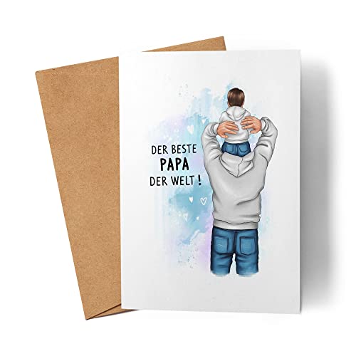 Kiddle-Design Vater Kind Karte Vatertagsgeschenk Personalisiert Papa Kinder Baby Sohn Tochter Geschenk Väter Vatertag Geburtstagskarte von Kiddle-Design