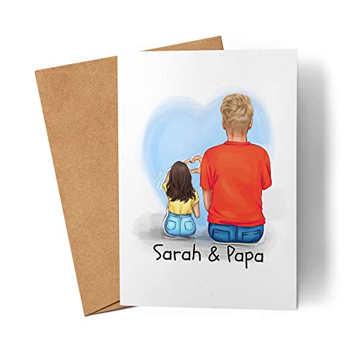 Kiddle-Design Vater Tochter Karte Vatertagskarte Personalisiert Vatertagsgeschenk Papa Kinder Baby Sohn Tochter Name Geschenk Väter Vatertag Papatag von Kiddle-Design