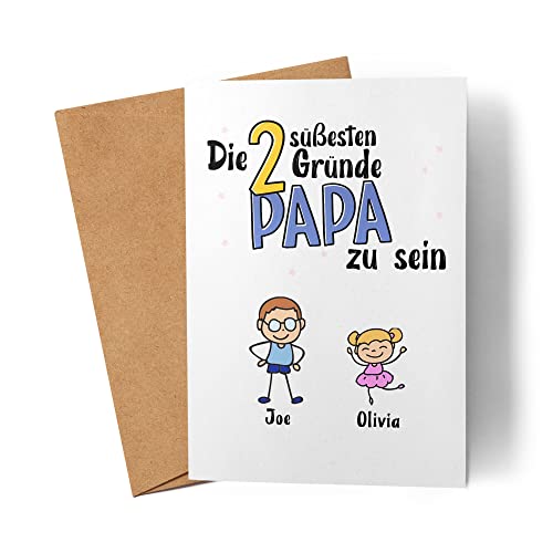 Kiddle-Design Vatertag Karte 2 Gründe Papa zu sein Vatertagsgeschenk mit Spruch Geschenk von Kindern für Vater Geburtstag Vatertagskarte von Kiddle-Design