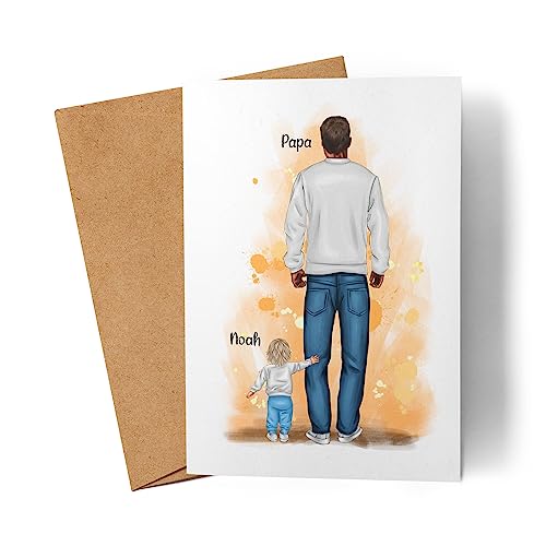 Kiddle-Design Vatertagskarte Personalisiert Grußkarte Vatertag | Geschenk mit Namen | Für Papa Vater zum Geburtstag als Geburtstagskarte | Baby von Kiddle-Design