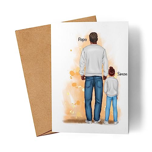 Kiddle-Design Vatertagskarte Personalisiert Grußkarte Vatertag | Geschenk mit Namen | Für Papa Vater zum Geburtstag als Geburtstagskarte | Kind von Kiddle-Design