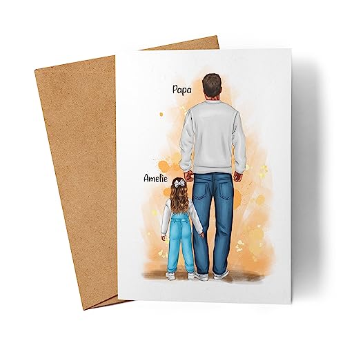 Kiddle-Design Vatertagskarte Personalisiert Grußkarte Vatertag | Geschenk mit Namen | Für Papa Vater zum Geburtstag als Geburtstagskarte | Kleinkind von Kiddle-Design