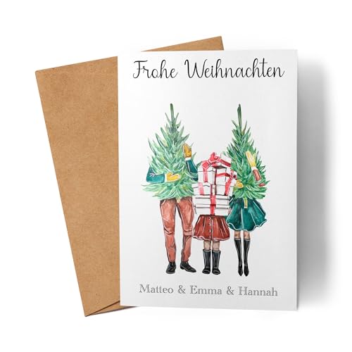Kiddle-Design Weihnachtskarte Personalisiert Familie Karte Idee Geschenk Eltern Kinder Persönlich Nikolaus Weihnachten Xmas Geschenk 1 Kind von Kiddle-Design