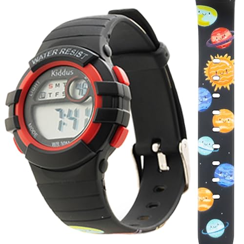 Kiddus Digitaluhr für Kleinkind, Mädchen und Jungen. Von 3 Jahren. Mit Stoppuhr, Kalender, Wecker und Licht. Wasserbeständig. LED Sportarmbanduhr für Kinder. Galaxy Kiddus Digitaluhr für Kleinkind, Mädchen und Jungen. Von 3 Jahren. Mit Stoppuhr, Kalender, Wecker und Licht. Wasserbeständig. LED Sportarmbanduhr für Kinder. Galaxy von Kiddus