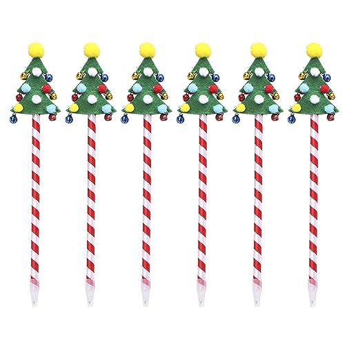 6 Stück Weihnachts Kugelschreiber Für Studenten Schreibwaren Bequemer Weihnachtsbaum Weihnachtsmann Schneemann Mit Bommel Klingelnde Glocken Weihnachtsanhänger Dekoration von KieTeiiK