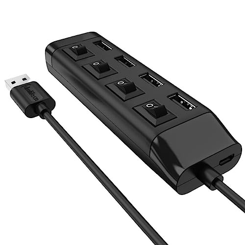 KieTeiiK Tragbarer USB Hub 4-Port USB2.0-Splitter Mit Individuellen EIN/Aus Schaltern Mehrere Expander USB Hub Plug and Use Maus von KieTeiiK