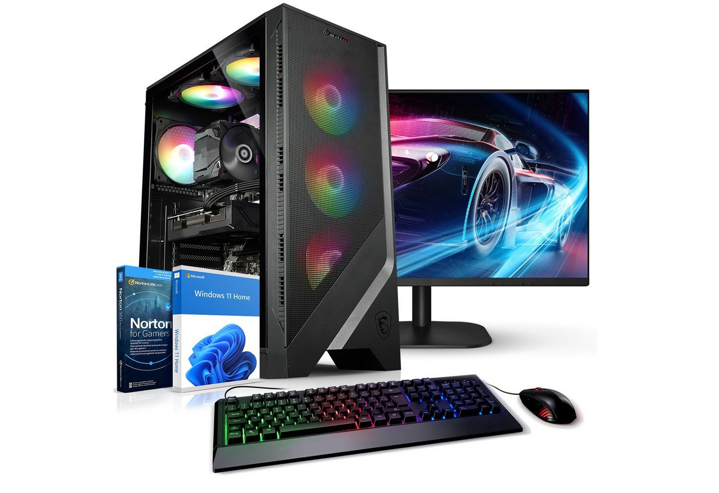 Kiebel Cobra Gaming-PC-Komplettsystem (27, AMD Ryzen 5 AMD Ryzen 5 5500, RTX 4060, 16 GB RAM, 1000 GB SSD, RGB-Beleuchtung, WLAN)" von Kiebel