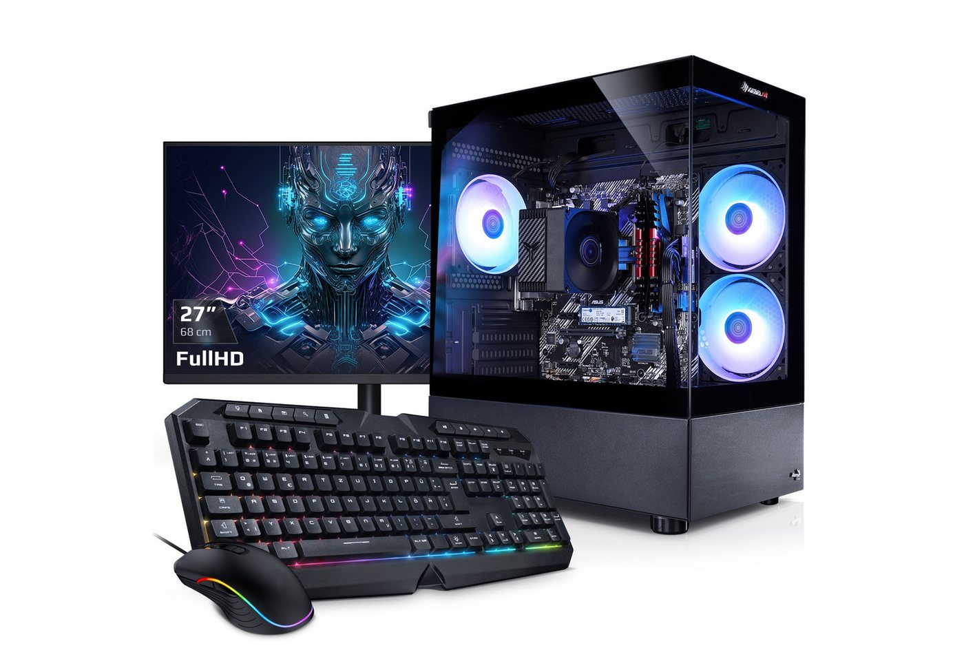 Kiebel Invader XS VIII Gaming-PC-Komplettsystem (27", AMD Ryzen 5 AMD Ryzen 5 8500G, Radeon Vega, 16 GB RAM, 1000 GB SSD, WLAN, ARGB-Beleuchtung) von Kiebel