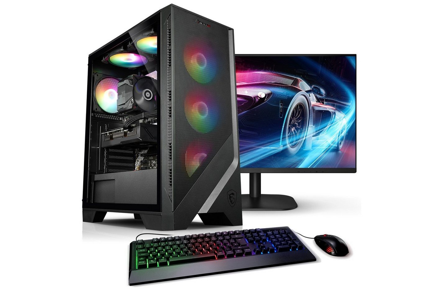 Kiebel Online Gamer PC-Komplettsystem (27, AMD Ryzen 5 AMD Ryzen 5 4600G, Radeon Vega, 16 GB RAM, 512 GB SSD, ARGB-Beleuchtung)" von Kiebel