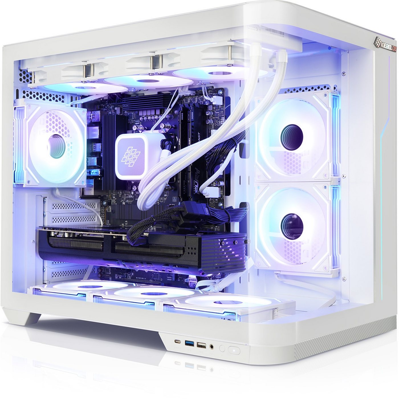 Kiebel Panorama Curve IX Gaming-PC (AMD Ryzen 7 AMD Ryzen 7 9800X3D, RTX 5070 Ti, 64 GB RAM, 4000 GB SSD, Wasserkühlung, WLAN, RGB-Beleuchtung) von Kiebel