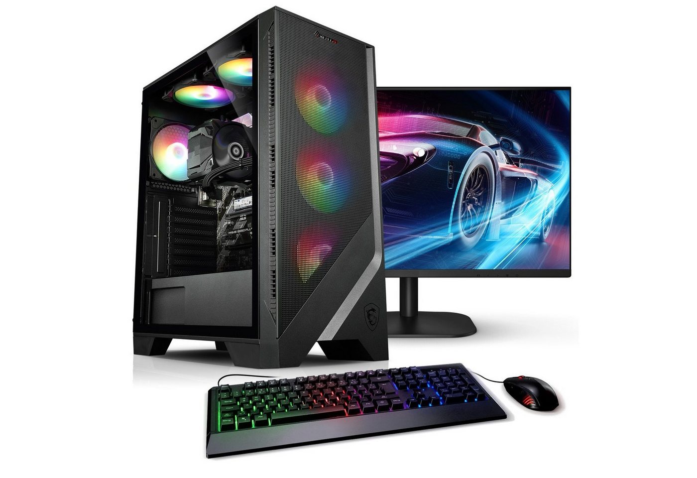Kiebel Viper V Gaming-PC-Komplettsystem (24", AMD Ryzen 5 AMD Ryzen 5 5600GT, Radeon Vega, 16 GB RAM, 1000 GB SSD, RGB-Beleuchtung, WLAN) von Kiebel