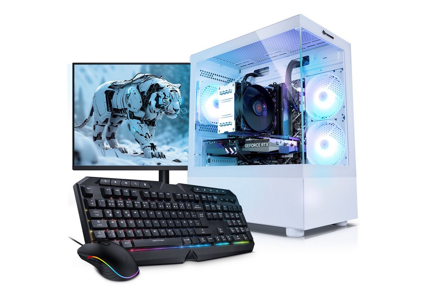 Kiebel Invader XS 12 Gaming-PC-Komplettsystem (27", Intel Core i5 Intel Core i5-12400F, RTX 3050, 16 GB RAM, 1000 GB SSD, ARGB-Beleuchtung, WLAN) von Kiebel