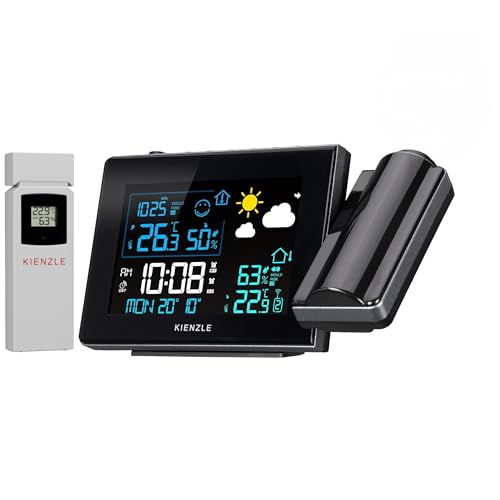 Kienzle Funk-Wetterstation mit Projektion, Farbdisplay, DCF-Uhrzeit, Innen-/Außentemperatur, Luftdruck, Schimmelindex, Wettervorhersage, 2 Weckzeiten Kienzle Funk-Wetterstation mit Projektion, Farbdisplay, DCF-Uhrzeit, Innen-/Außentemperatur, Luftdruck, Schimmelindex, Wettervorhersage, 2 Weckzeiten von Kienzle
