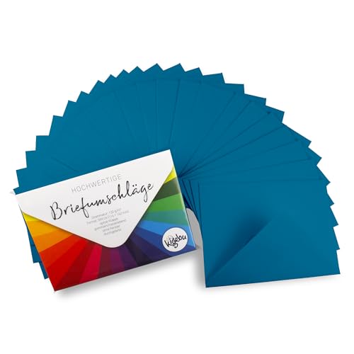 Kuvert C6 (114X162 mm) - 25 Stück- Blau - extra stabile Umschläge (120 g/m2) für Einladungen, Grußkarten, Geldgeschenke - Briefumschläge - Nassklebung ohne Fenster von Kigebu