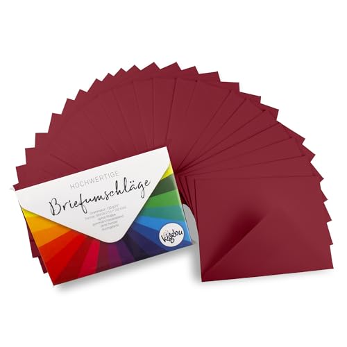 Kuvert C6 (114X162 mm) - 50 Stück- Rot- extra stabile Umschläge (120 g/m2) für Einladungen, Grußkarten, Geldgeschenke - Briefumschläge - Nassklebung ohne Fenster (Dunkelrot, 50 Stück) von Kigebu