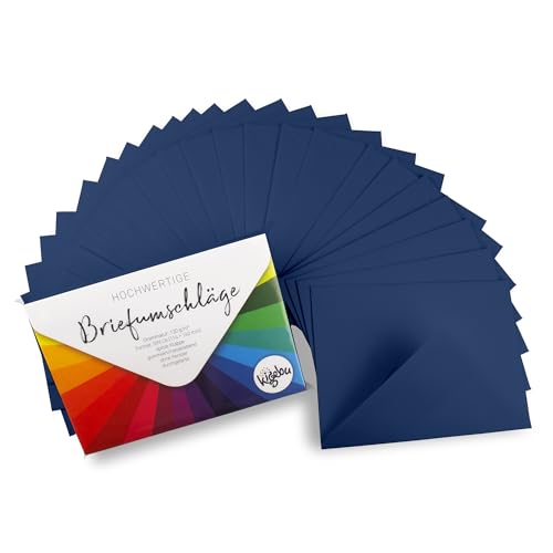 Kuvert C6-25 Stück - dunkelblau - stabile Umschläge (120 g/m2) für Einladungen, Grußkarten - Briefumschläge 114X162 mm - Nassklebung ohne Fenster (Dunkelblau, 25) von Kigebu