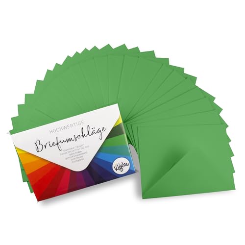Kuvert C6-50 Stück - hellgrün - stabile Umschläge (120 g/m2) für Einladungen, Grußkarten - Briefumschläge 114X162 mm - Nassklebung ohne Fenster (Hellgrün, 50) von Kigebu