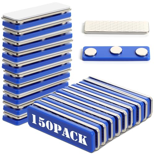 Kigeli 150 Packungen Namensschild-Magnete Bulk, Magnetische Namensschild-Halter mit 3 Neodym-Plättchen für Büro, Hotel, Handelsveranstaltung, Uniformjacken (Blau) von Kigeli
