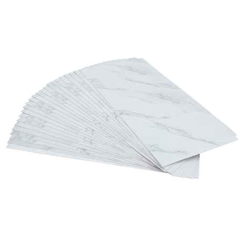 24 Stück PVC Bodenbelag Selbstklebend 60x30cm Steinoptik - Weiße Vinyl Fliesen 1.3mm (UV-beständig/Flammhemmend/Rutschfest) für Küche Bad Büro - Formaldehydfrei - Einfache Verlegung ohne Werkzeug von KigerNee
