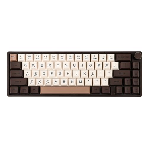 Feker IK65 VIA Programmierbare 2,4 G/BT5.0/USB-C Mechanische Tastatur, 65 % Hot-Swap-fähig, mit schalldämpfendem Schaumstoff-Set, Lautstärkeregler, 4000 mAh Akku, RGB für Win/Mac (brauner Drehknopf) von KiiBoom