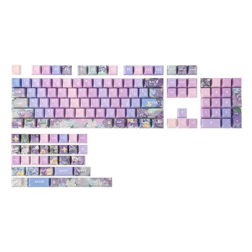 KiiBOOM Violet Cherry Profile Keycaps Set, 133 Tasten PBT Custom Keycaps für ANSI Layout, MX Switches Gaming Mechanische Tastatur von KiiBoom