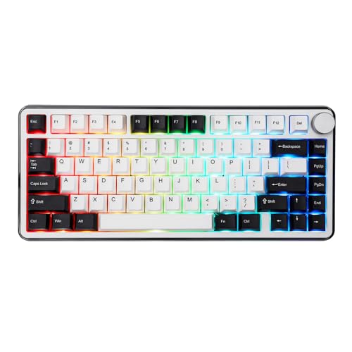 KiiBoom Breeze 75 75% CNC Aluminium und Acryl Wireless Gaming Tastatur, Dichtung mechanische Tastatur, BT5.0/2.4GHz/USB-C Wired RGB Creamy Keyboard, mit 8000mAh Batterie für Win/Mac (Schwarz) von KiiBoom