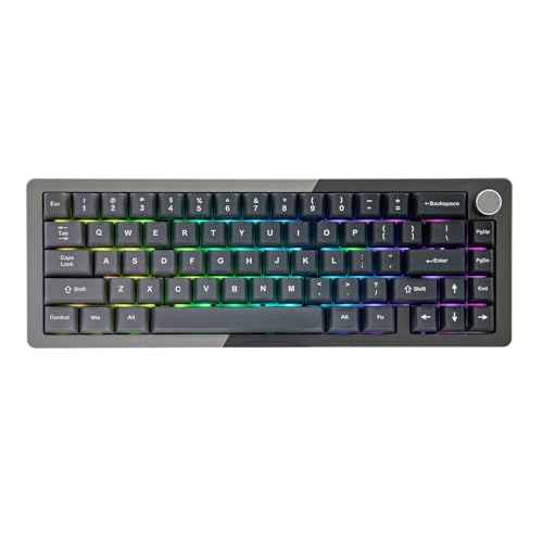 KiiBoom Loop 65 65% Vollaluminium-Blockstruktur Mechanische Tastatur, QMK/VIA Gaming Tastatur, BT5.0/2.4GHz/USB-C Wireless Tastatur, Gasket, FR4 Platte, RGB für Win/Mac (Grau Schwarz) von KiiBoom