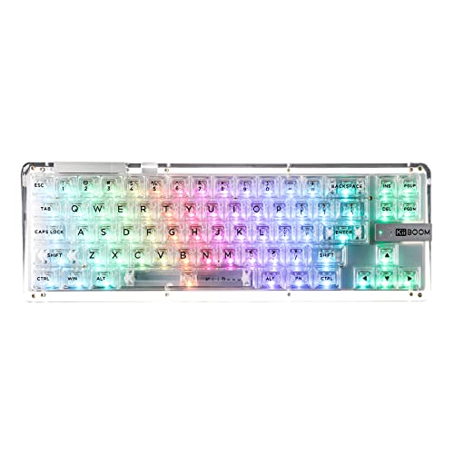 KiiBoom Phantom 68 65% Hot Swappable Crystal Gasket-Mounted Mechanical Keyboard, BT5.0/2.4GHz/USB-C Wireless NKRO Gaming Keyboard mit nach Süden gerichteten RGB, 4000mAh Batterie für Win/Mac (Cleqar) von KiiBoom