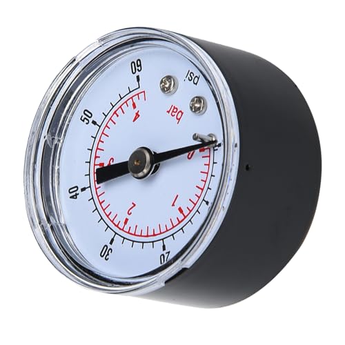 Mechanisches Manometer für Luft, Öl, Wasser, 1/8 Zoll BSPT-Rückanschluss (0–60 psi, 0–4 bar) von Kikumi