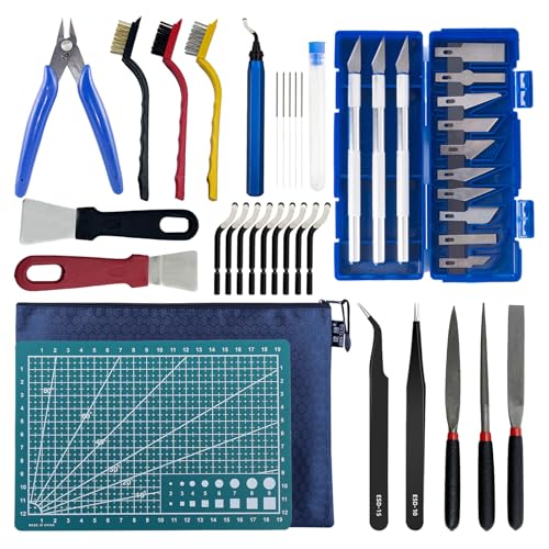 Killogood 3D Drucker Zubehör Set für Anfänger, 41PCS 3D Drucker Werkzeug Kit mit Entgraten, Reinigung Wartungswerkzeuge, Aufbewahrungstasche Inkl Zangen, Feilen, Düsenreinigungs von Killogood