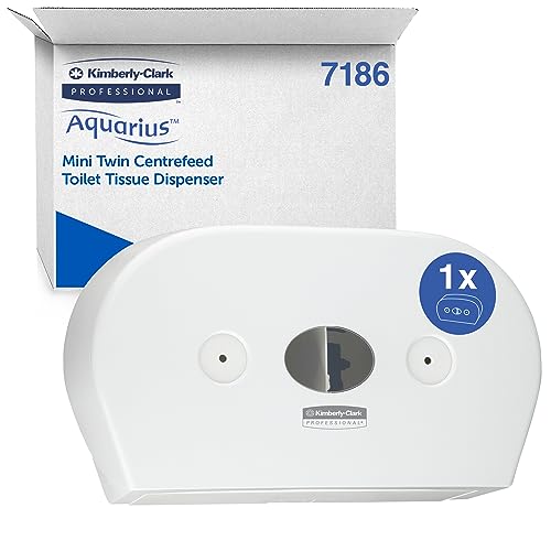 Aquarius Mini-Doppel-Toilettenpapierspender mit Zentralentnahme 7186 - 1 x Weiß, Wc Papierspender von Kimberly-Clark Professional