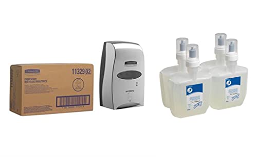 Kimberly-Clark Professional berührungsfreier automatischer Seifenspender 11329 – 1 x, Chrom+ Scott Control Schaum-handseife 6345, 4 x 1,2 l elektronische Nachfüllkassetten - transparent von Kimberly-Clark Professional