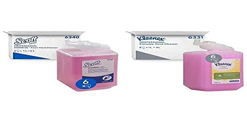 Kleenex Seife 6331 - Handseife für die tägliche Verwendung, rosa, 6 x 1 L & Scott Essential Schaum-Seife für die tägliche Verwendung 6340 von Kimberly-Clark Professional