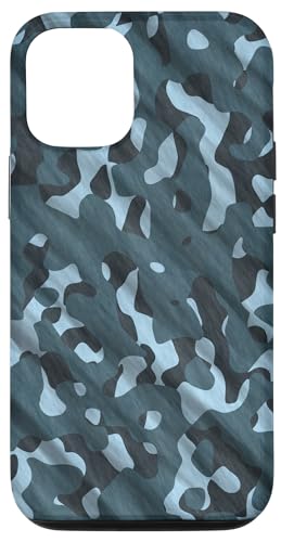 Hülle für iPhone 15 Blaugrün, Schwarz, Camouflage, gemustert von Kimique