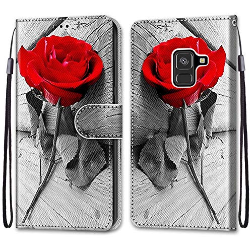 KimsCase Schutzhülle für Samsung Galaxy A8 2018, Klappdeckel, Kartenschlitze, Magnetverschluss, Leder, Schutzhülle, Motiv: Lustig, stoßfest, Silikon, Bumper aus PU-Leder, Kickstand-Cover von KimsCase