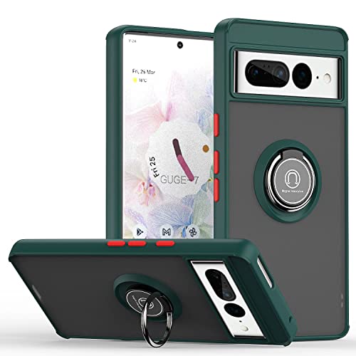 KimsCase für Google Pixel 7 Pro Hülle mit Ring Magnetisch PC + Silikon Bumper Case Kickstand Hüllen Handyhülle Motiv Tier Muster Design Cover, Grün A von KimsCase