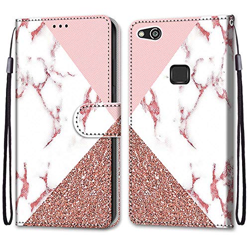 KimsCase für Huawei P10 Lite Hülle Leder Silikon Case Magnetisch Kawaii Kickstand Schutzhülle Hüllen Brieftasche Handyhülle Flip Motiv Tier Muster Design Cover von KimsCase