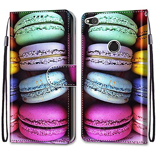 KimsCase für Huawei P8 Lite 2017 Hülle Leder Silikon Case Magnetisch Kawaii Kickstand Schutzhülle Hüllen Brieftasche Handyhülle Flip Motiv Tier Muster Design Cover von KimsCase